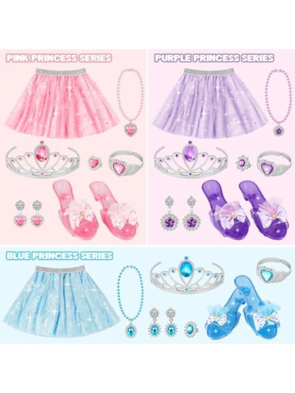 Girls' Princess Dress Up & Jewelry Set - Pretend Play Costume, Birthday Gift 3 - Picture 4 of 7